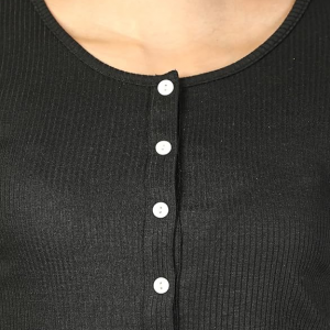 Women Round Neck Cap Sleeves Cotton Crop Top